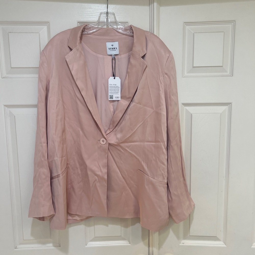 Serra By Joie Rucker Satin Business Casual Dressy Blush Pink Blazer size‎ XXL